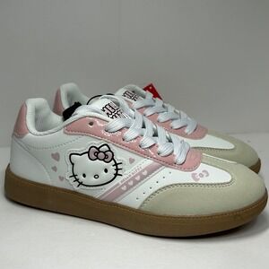 Hello Kitty Sanrio Women White Pink Low Top Sneakers Size 6 Cute Court NEW